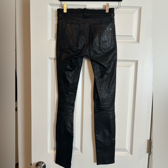 Rag & Bone | The‎ Leather Skinny Washed Black Sz 24 W1602L034 - Picture 3 of 7